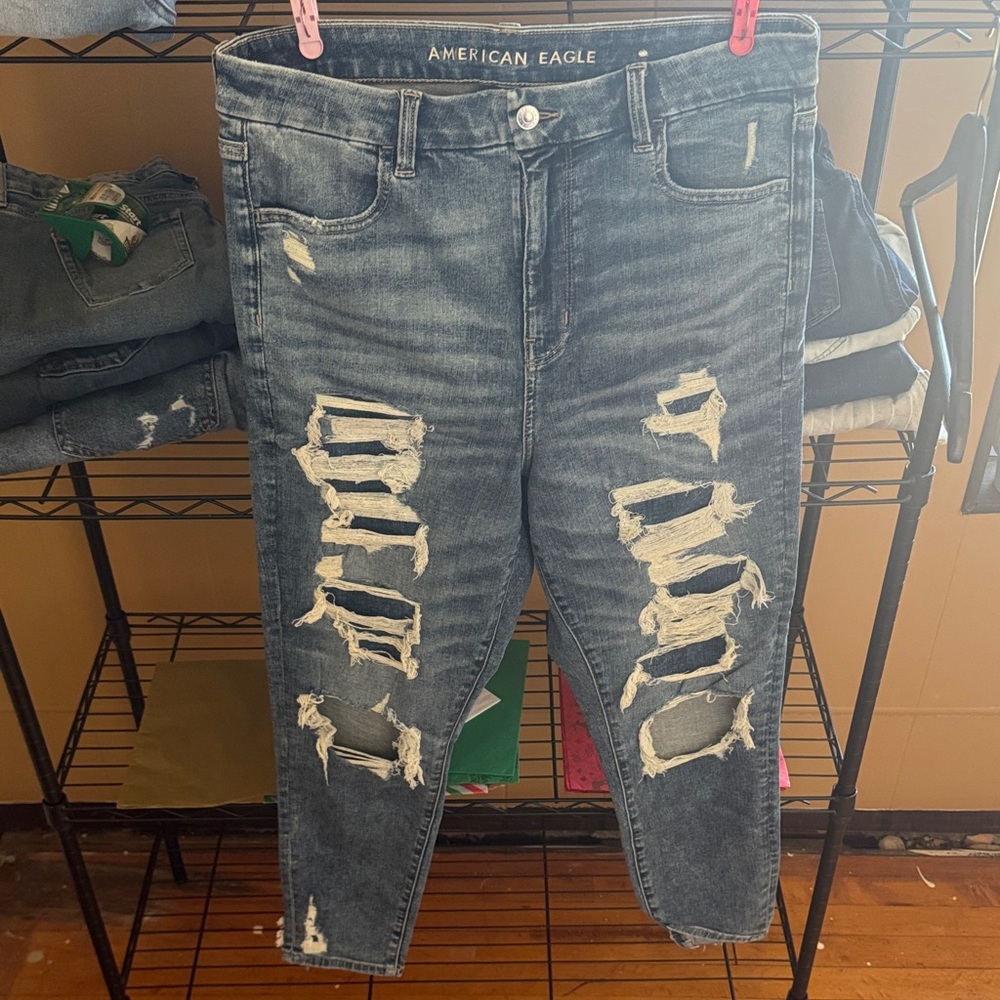 American Eagle Outfitters Ripped Black Jeans for Men